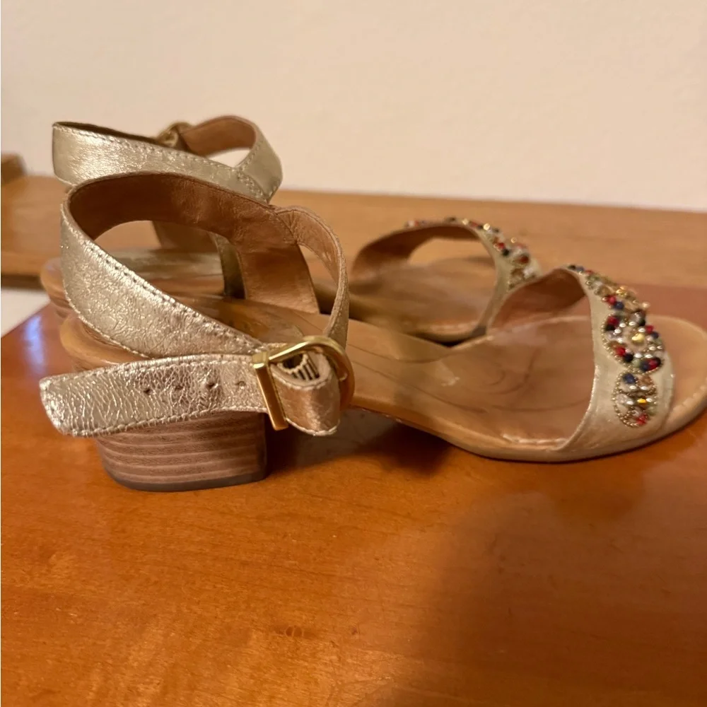 Born‎ Jewel Embellished Tan and Gold Sandals